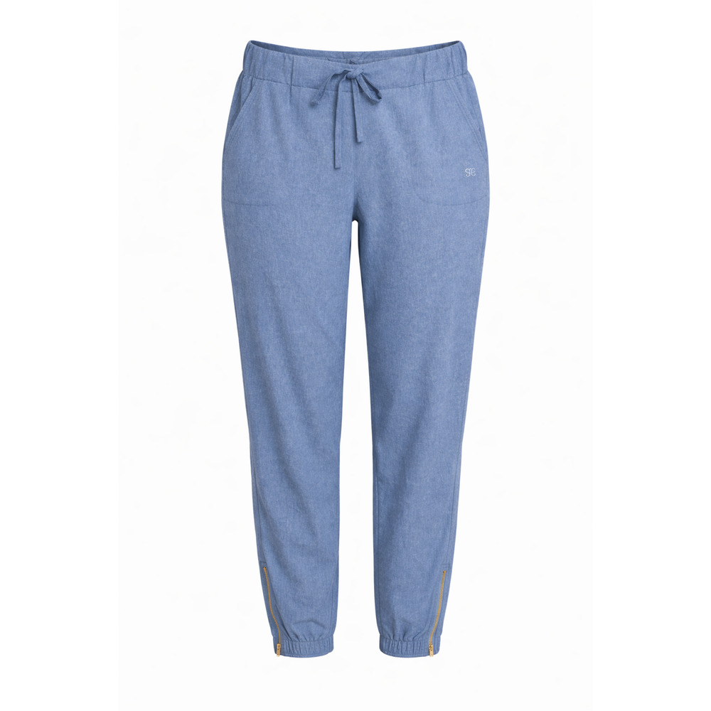Albion Blue Tapered Jogger Pants Drawstring Zip Ankles Athleisure Small